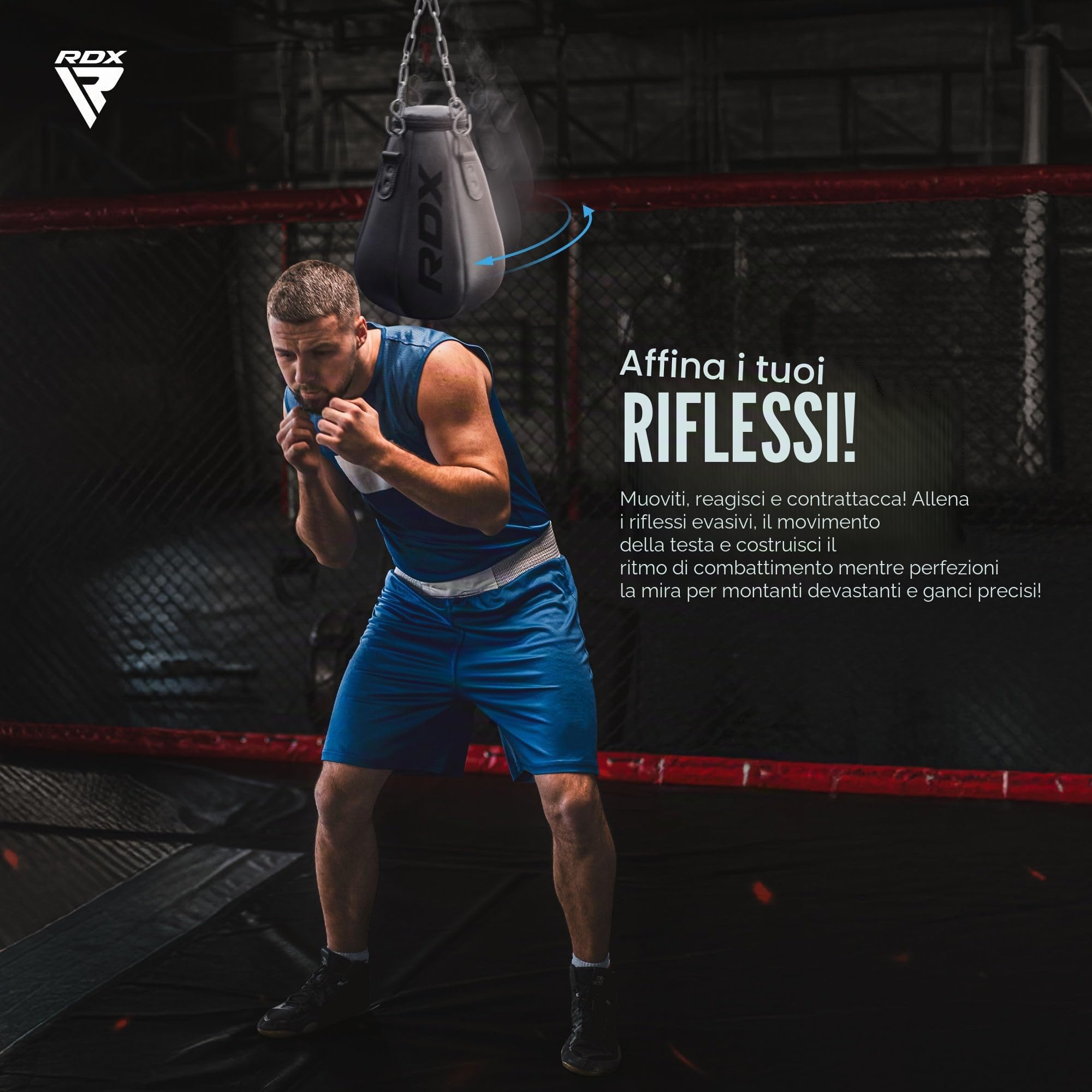 RDX 1.5FT Uppercut Pera Sacco da Boxe, Maya Hide Pelle Pesante Bag Set con Guantoni e Catena, Arti Marziali MMA Pugilato Muay Thai Kick Boxing, Casa Palestra Punch Sacchi Uomini Donne