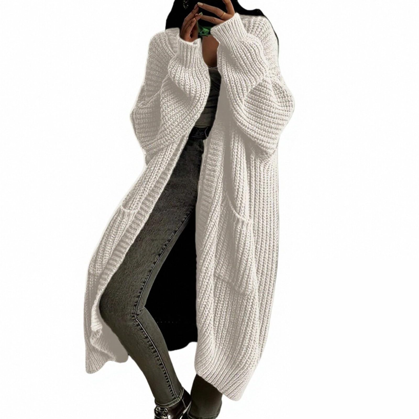 Womens Long Cardigan Sweaters Oversized Knit Chunky Sweater Open Front Cardigan Warm Coat Fall Winter Coats Outwear