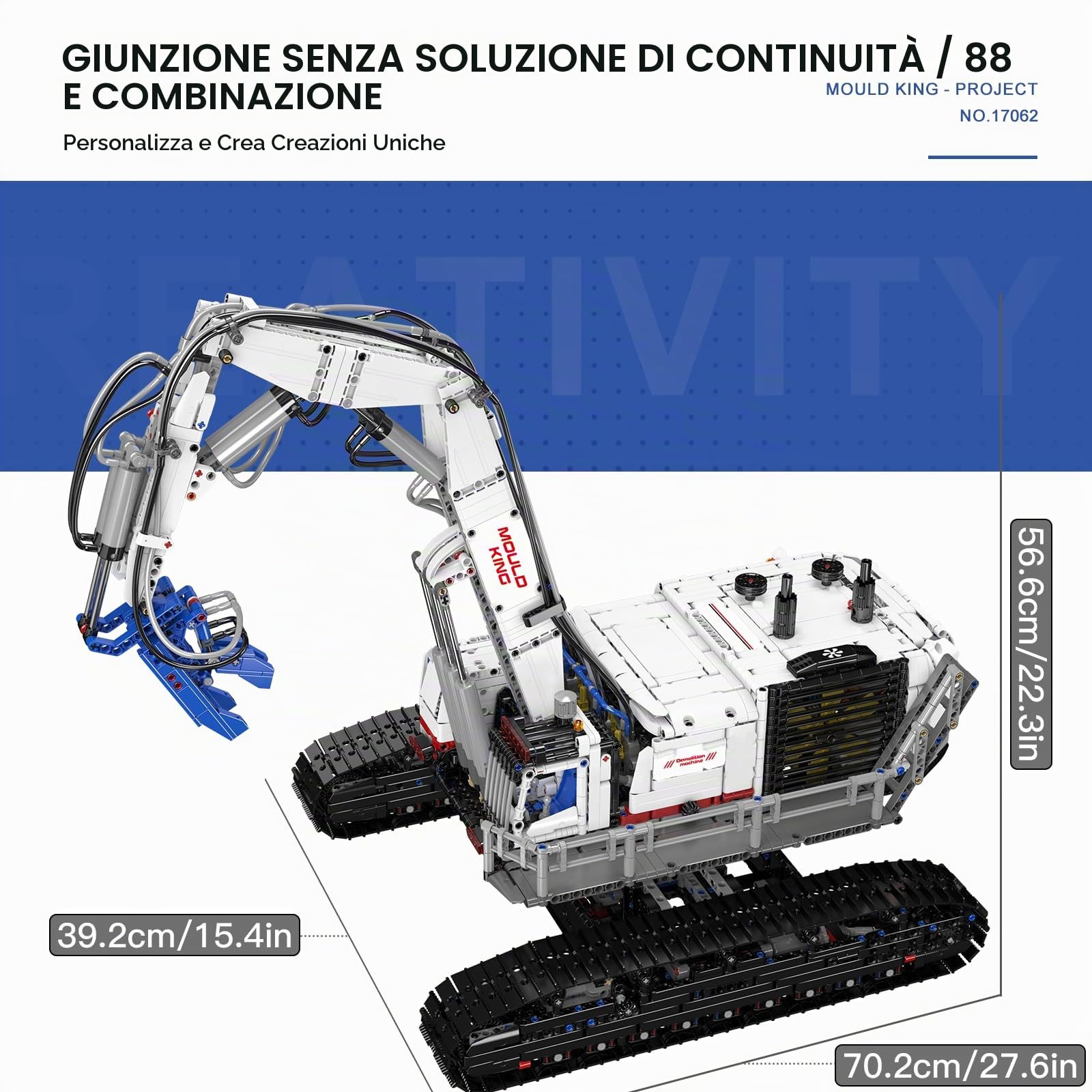 Mould King Set da costruzione per escavatore da demolizione per modello ad alta velocità con controllo motore e app, 4195 pezzi STEM giocattoli per ragazzi a partire dai 14 anni e adulti, kit tecnico