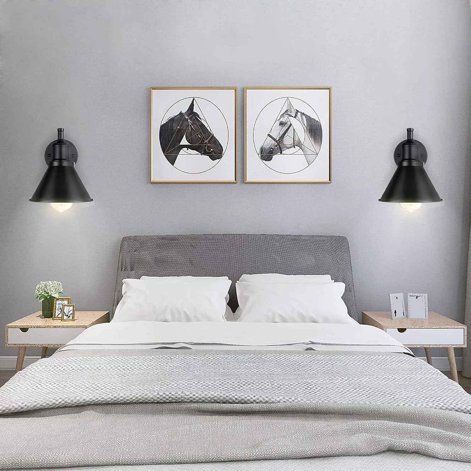 Black Industrial Swing Arm Wall Sconce with Plug-In Option