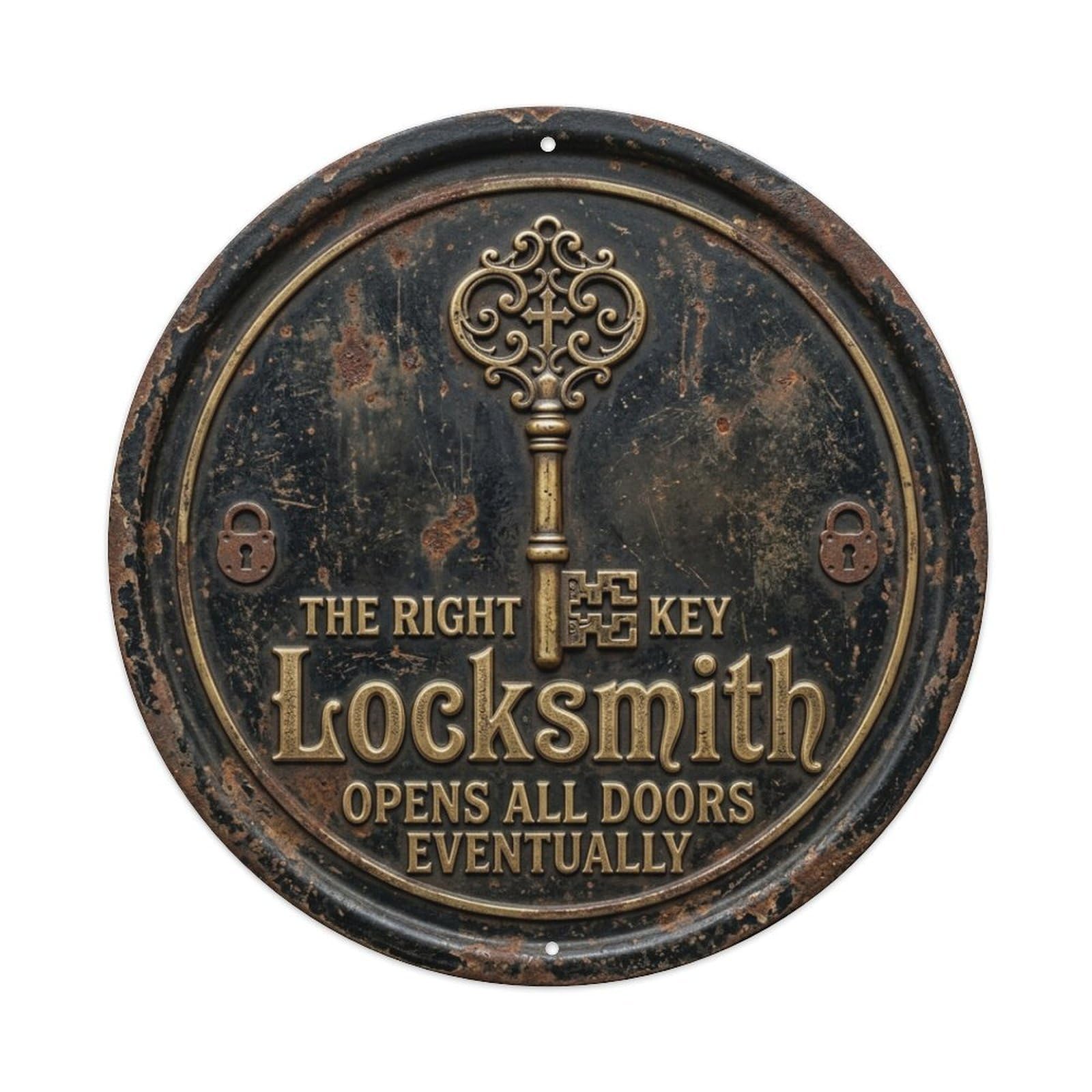 Skeleton Key Unlock Entryway Vintage Metal Tin Sign Plaque Wall Decor for Cafe, Club Bar, Office, Garden Metal Poster 8x8Inch