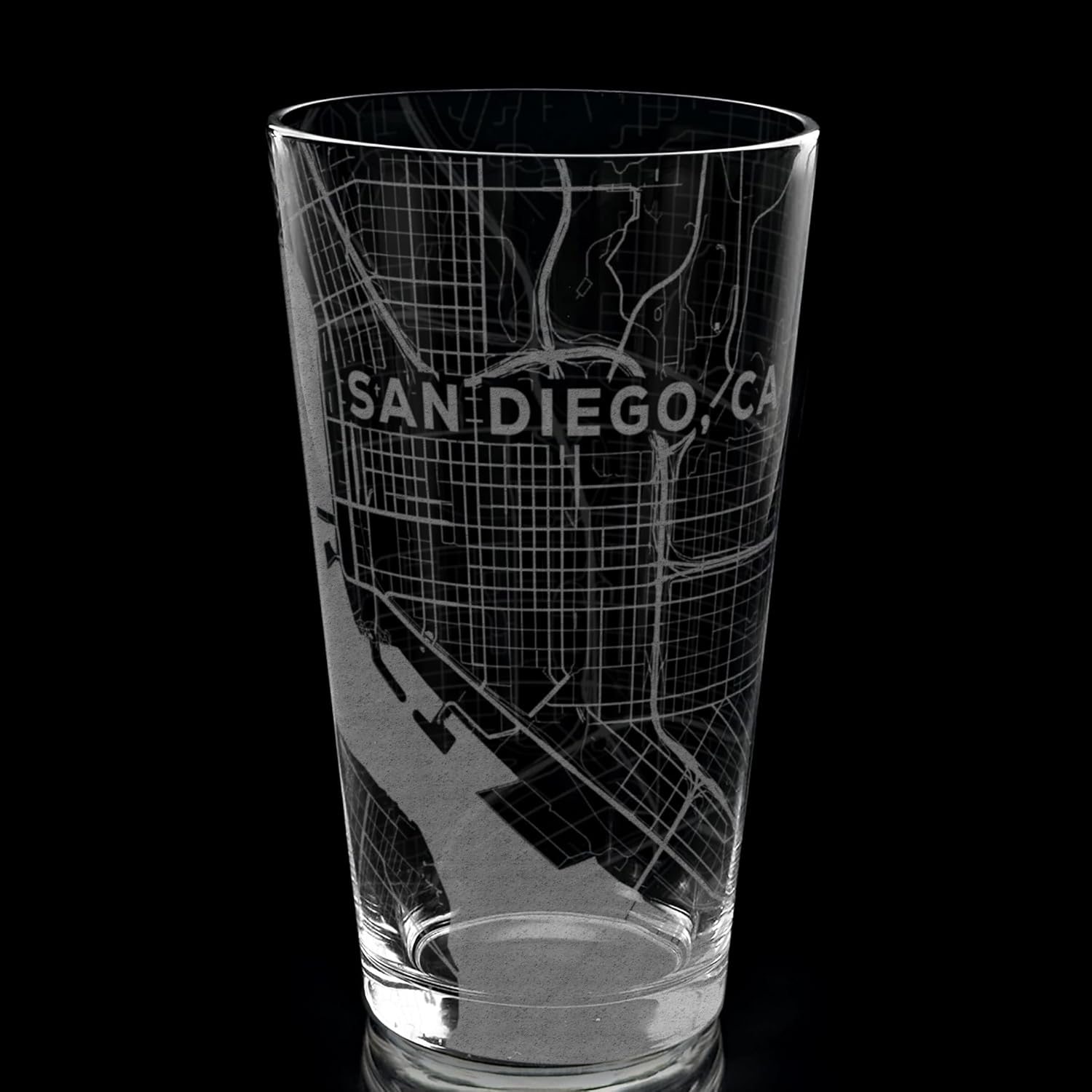 SAN DIEGO CALIFORNIA Engraved City Street Map Beer Pint Glass | Perfect Drinking Gift Idea & Unique Decor!!