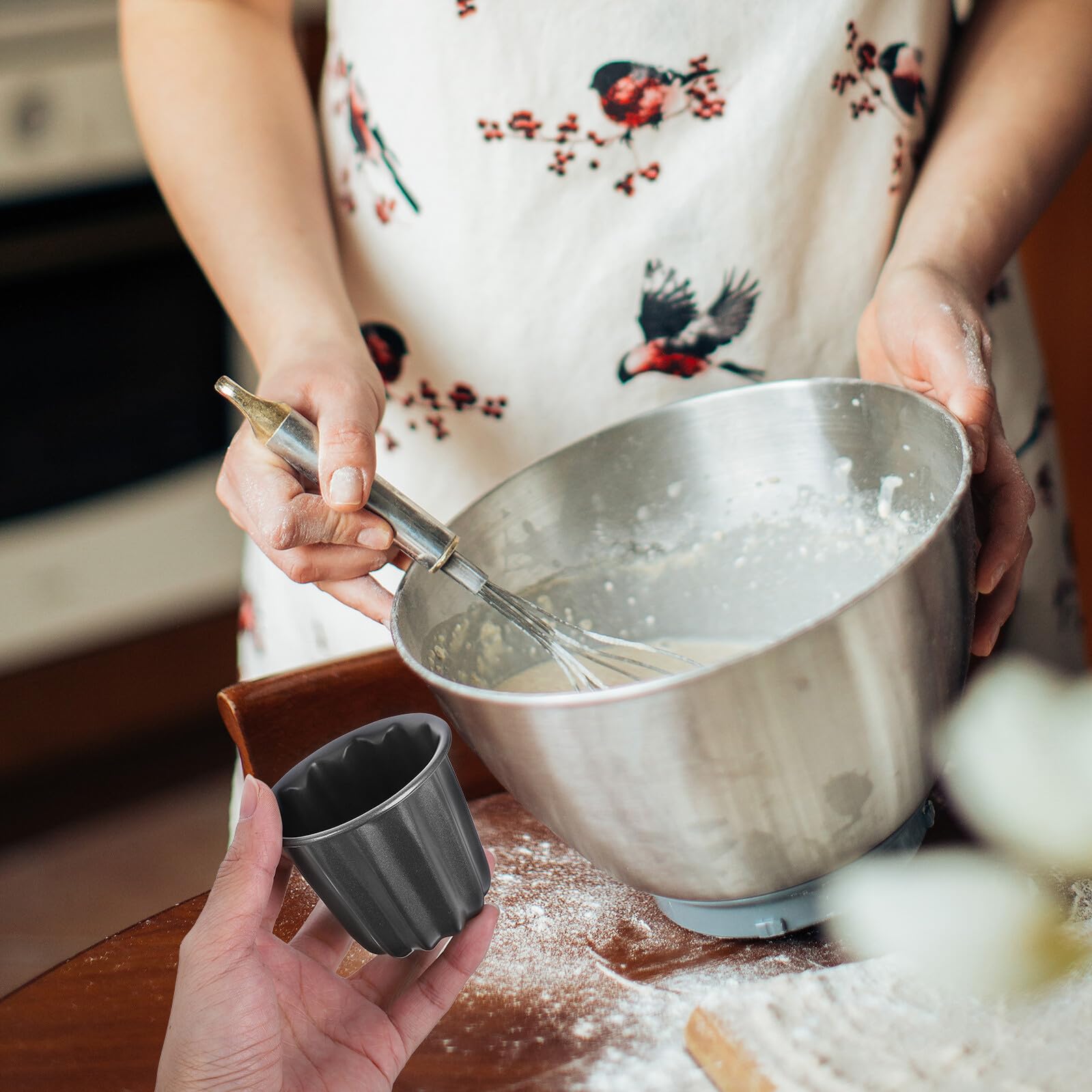 LABRIMP 4 Stück Muffinform aus Kohlenstoffstahl, Antihaft, Groß für Kuchen