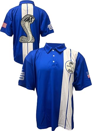 Carroll Shelby Royal Blue Cobra Super Snake Polo Shirt - Officially Licensed