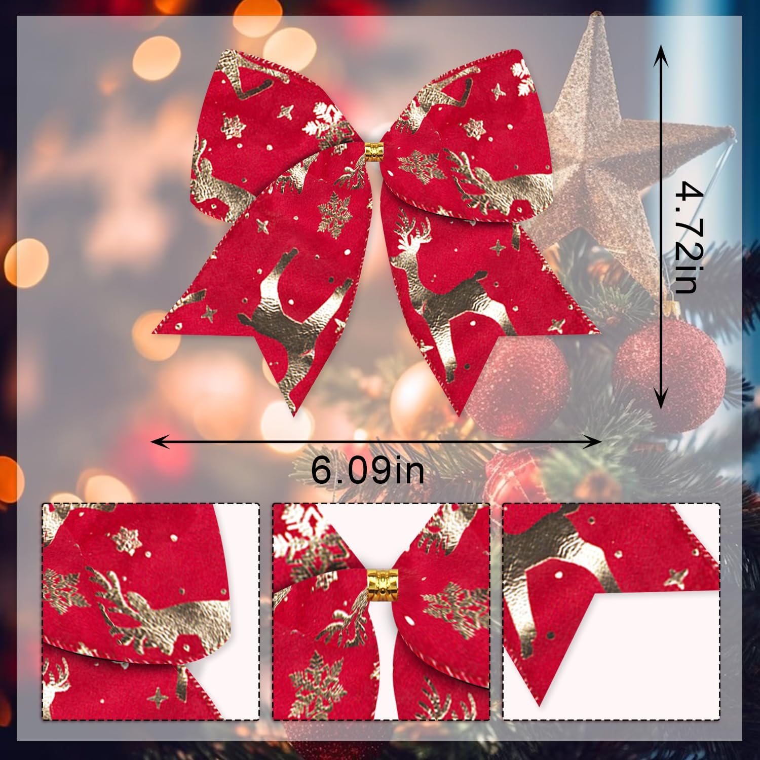 10 PCS Christmas Bows for Wreath, Xmas Wreath Bows Red Velvet Bow Winter Holiday Burlap Craft Bow Xmas Farmhouse Tree Bows for Basket Christmas New Year Party Decorations - Image 2