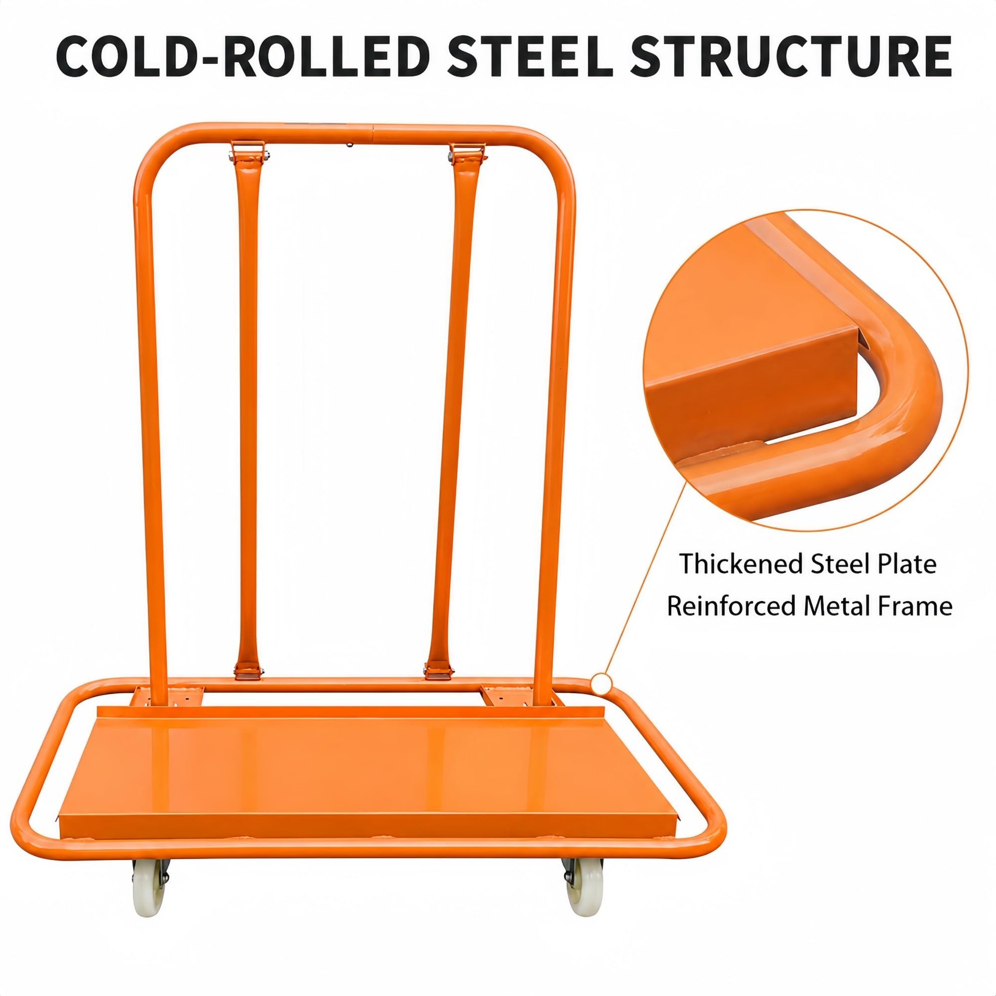 Trockenbauwagen, Kaltgewalztes Stahldeck Mit Lenkrollen | Mit U-förmigen Leitplanken For Paneele Und Plattenmaterialien