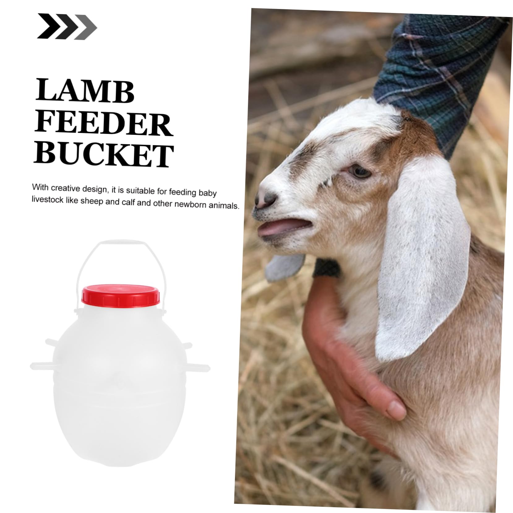 Biberon Latte per Agnelli da 8000ml con Ciuccio in Silicone | Secchio Bianco Riutilizzabile, Plastico per Alimentazione Sicura, per Vitelli e Animali Appena Nati
