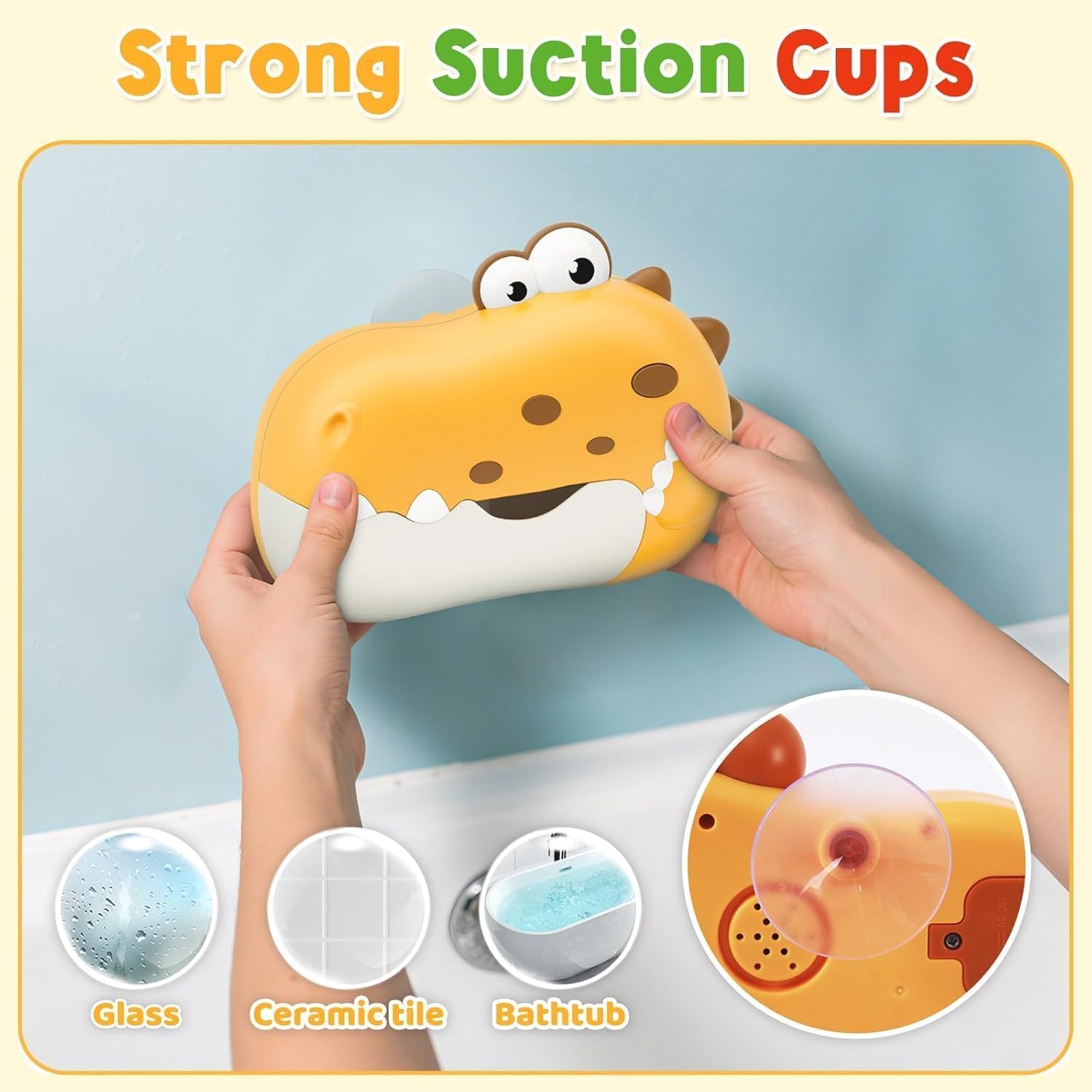 Baby Bath Toys, Rechargeable Dinosaur Bath Bubble Machine with Music, Bathtime Bathtub Toys for Toddlers Birthday Gifts, Bubble Maker Toys for Kids Ages 1-3 4-8 Baby Gifts (Yellow)