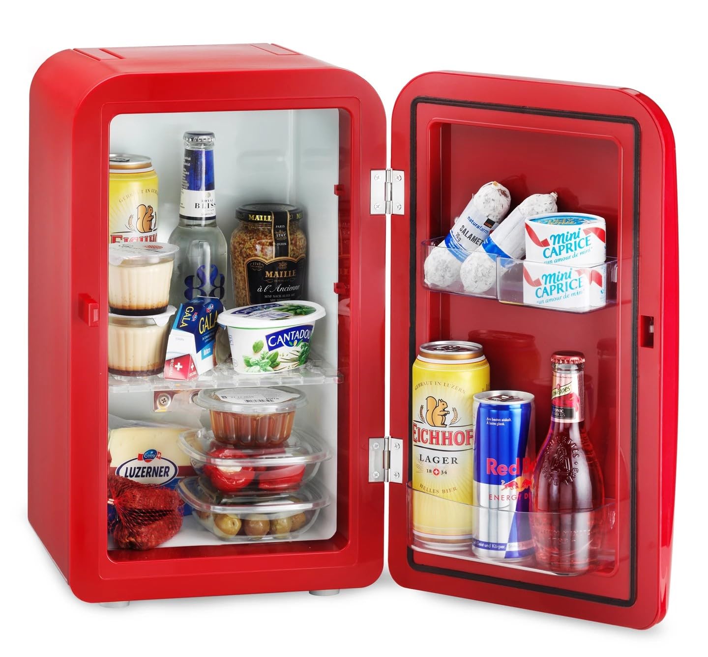 Trisa Frescolino Plus 17L, Mini-Kühlschrank Mobile Kühlbox, 12V Auto, Rot