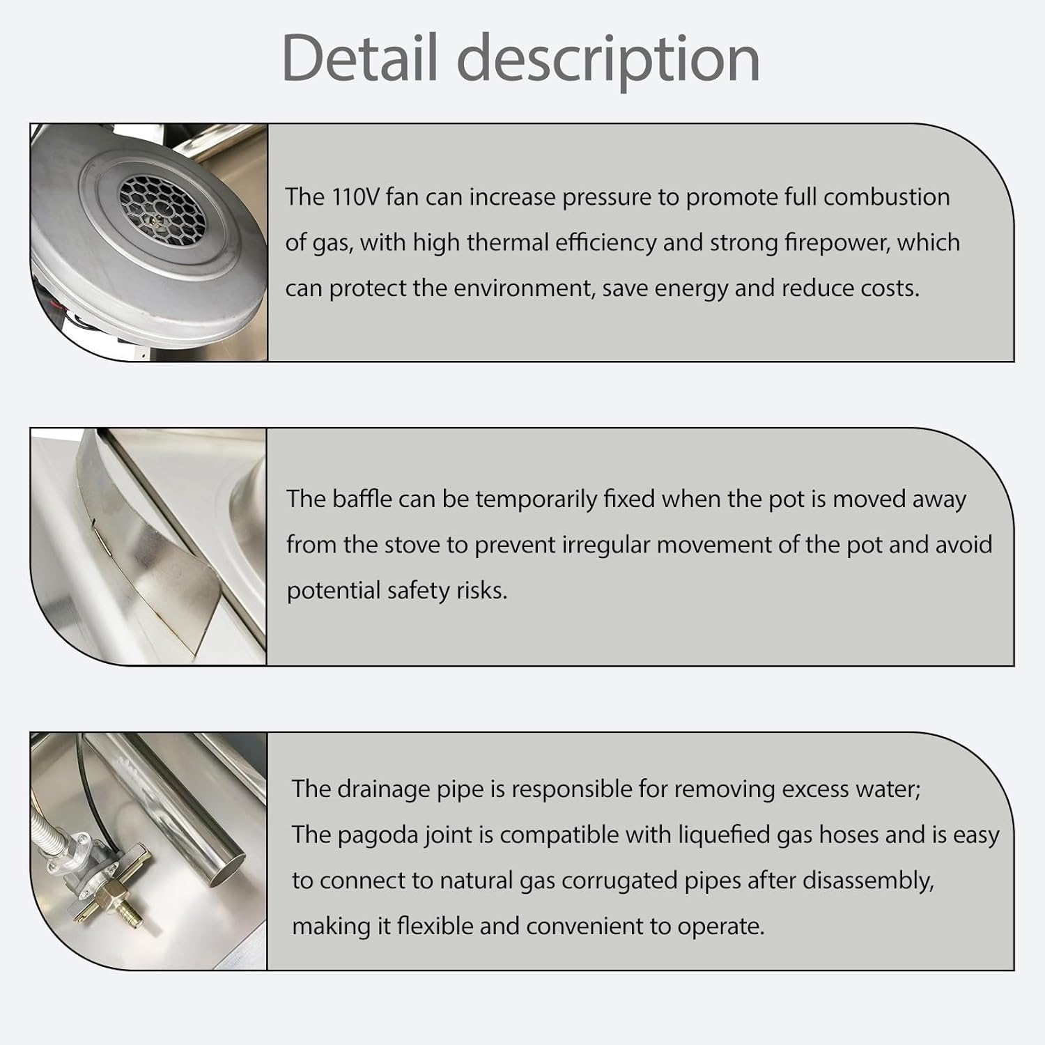 110V 15.4" Commercial Gas Wok Stove, 85300BTU Single Burner Gas Range, Stainless Steel Countertop Cooking Range with Safe Baffle and Water Basin for Restaurant