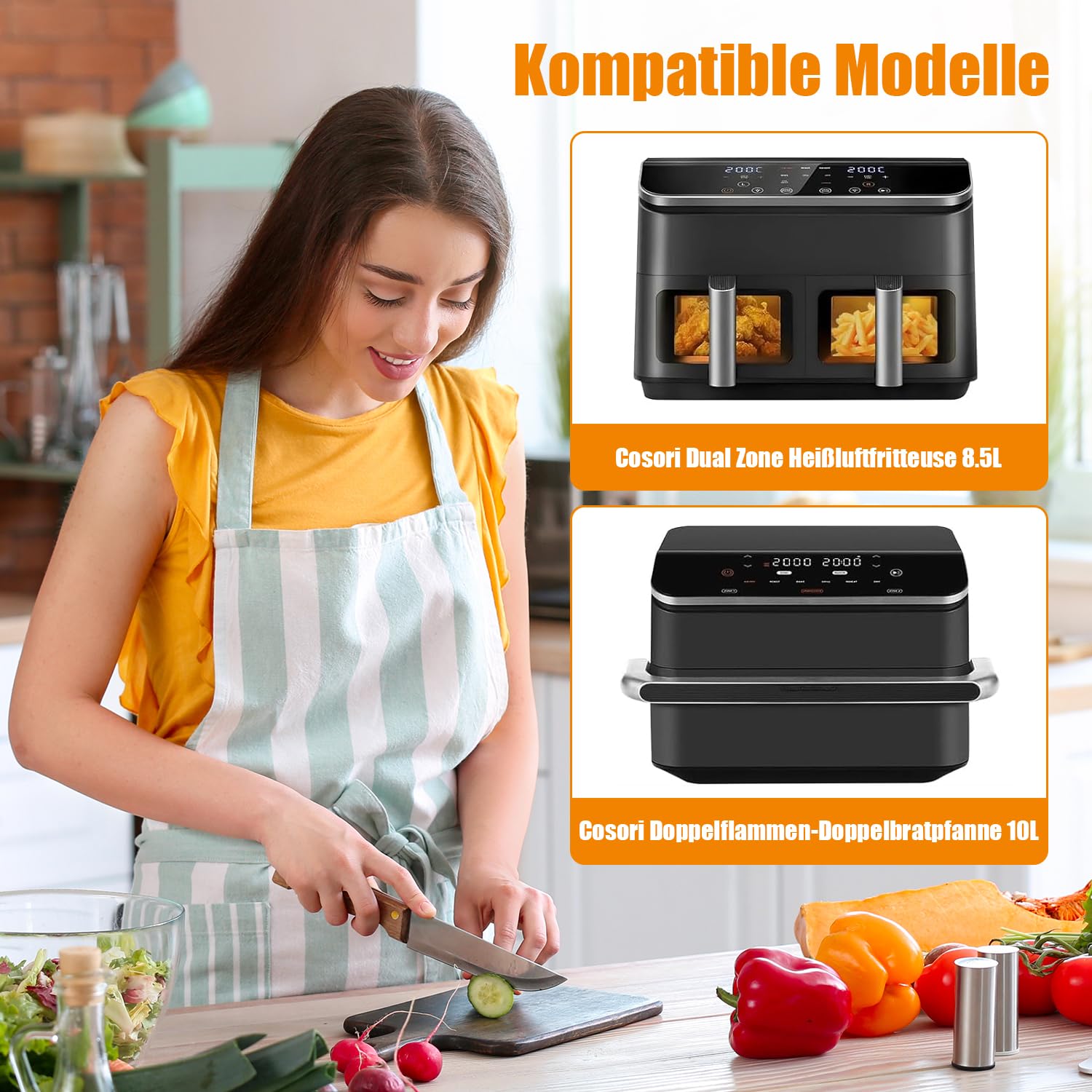2 protectores magnéticos contra salpicaduras para Cosori Airfryer 8,5 L Dual Blaze Twinfry, 10 L, magnéticos, acero inoxidable, freidora de aire caliente para Cosori Caf-R901-Aeu 8,5 L, malla