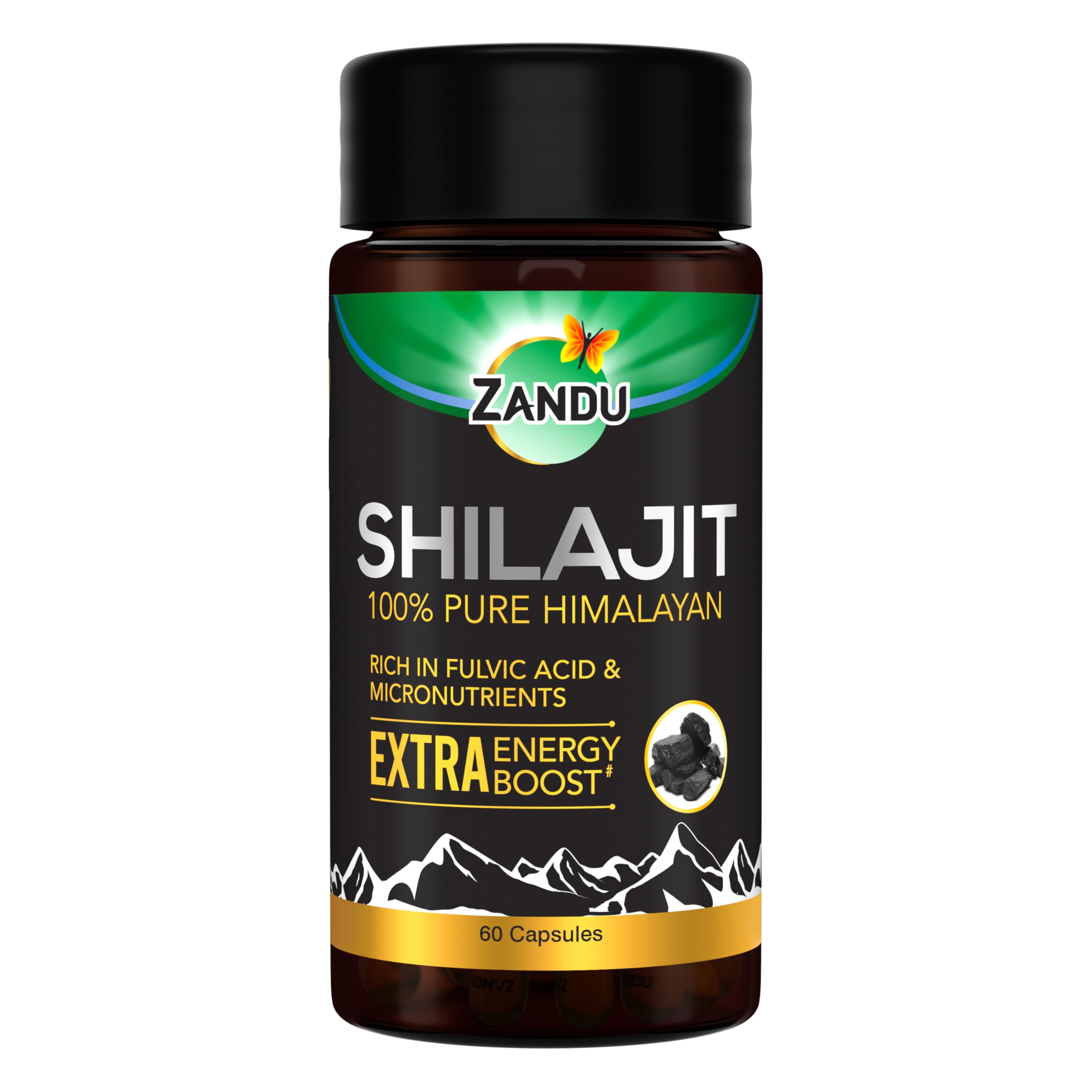 Zandu Shilajit Capsules, Infused with Goodness of Natural Shilajit Extracts, Helps Boost Immunity & Energy, Supports Metabolism - 60 Vegetarian Capsules