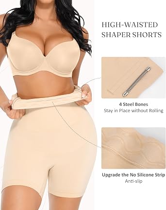 FeelinGirl Tummy Control Shapewear Shorts Body Shaper for Women High-Waisted Thigh Slimming