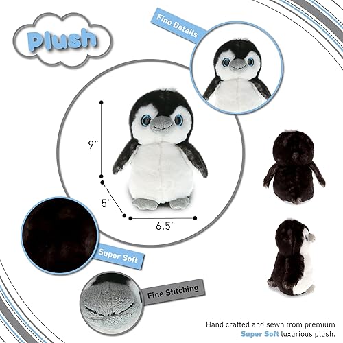 Miniatura 3 de DolliBu Peluche de pingüino gris, juguete de pingüino de peluche súper suave, animales marinos abrazables, relleno de felpa, lindo juguete esponjoso