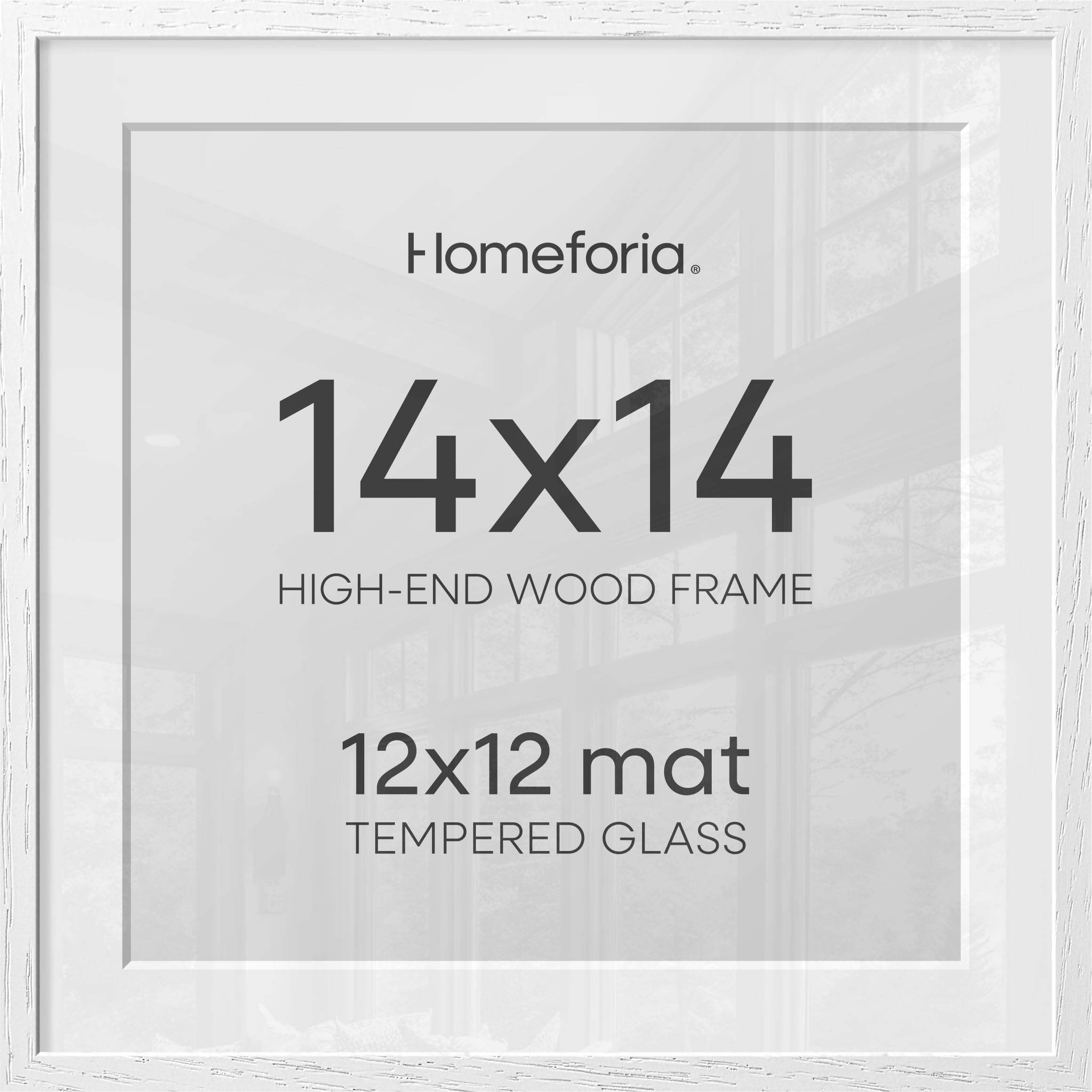 Homeforia 14x14 White Oak Picture Frame, High-End Wood, 12x12 Mat, Glass | High End Solid Oak Wood, Tempered Glass, Acid-Free 12x12 Removable Mat, 14x14 Edge-to-Edge Display 14x14, Wall Kit, Set Of 3