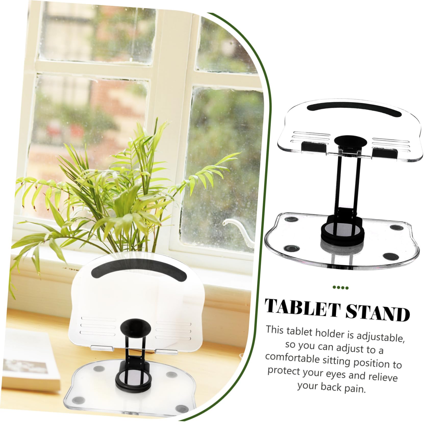 SEWACC Soporte para Tableta de Escritorio Acrílico Plegable y Giratorio Antideslizante para Oficina y Hogar Color Negro