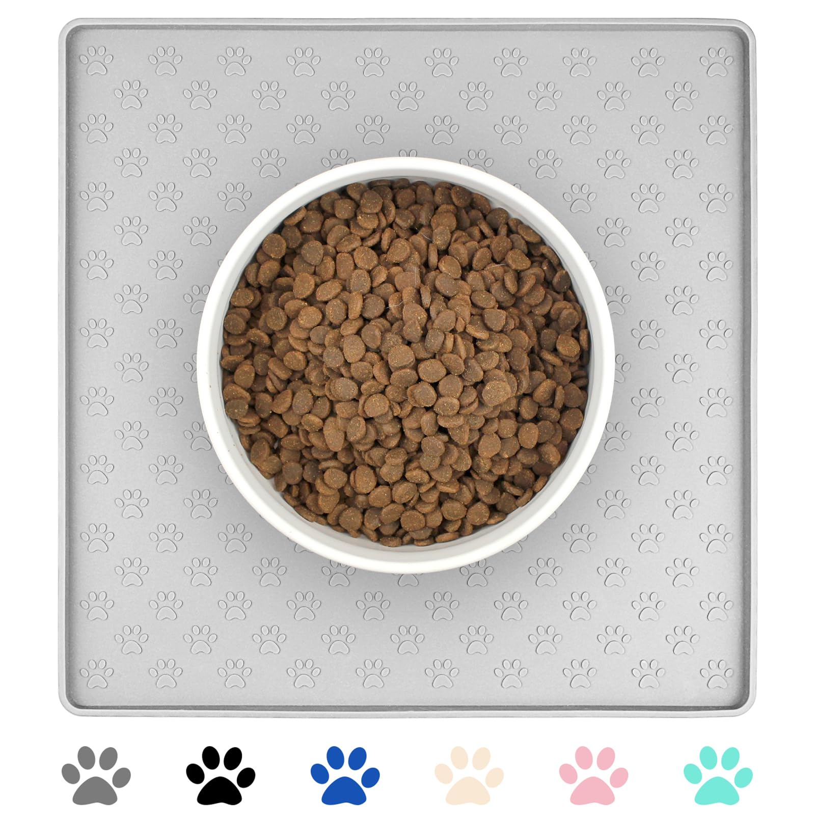Ptlom Dog Food Mat Anti-Slip Dog Bowl Mats for Food and Water, High-Lips Dog Feeding Mat Waterproof Pet Placemat Prevent Messy Spills to Floor, Silicone Puppy Tray for Small Medium Large Dogs Cats — image 1