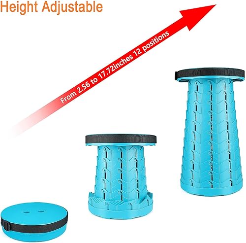 Miniatura 4 de Boreeman Taburete plegable mejorado, ligero pero más resistente, con capacidad de carga, 400 libras, taburete plegable portátil retráctil para