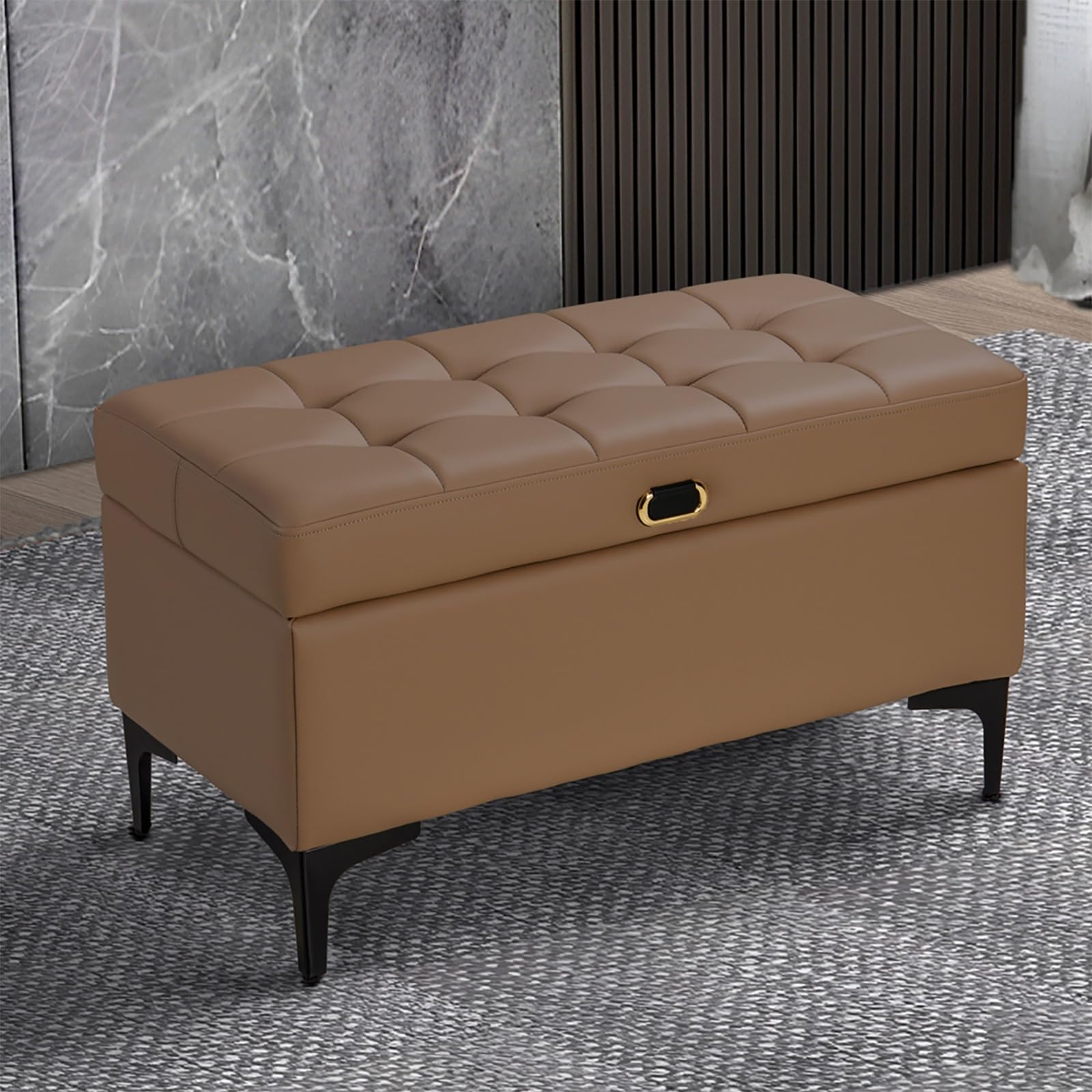 Banc à chaussures avec coussin entrée bois tiroir rabattable