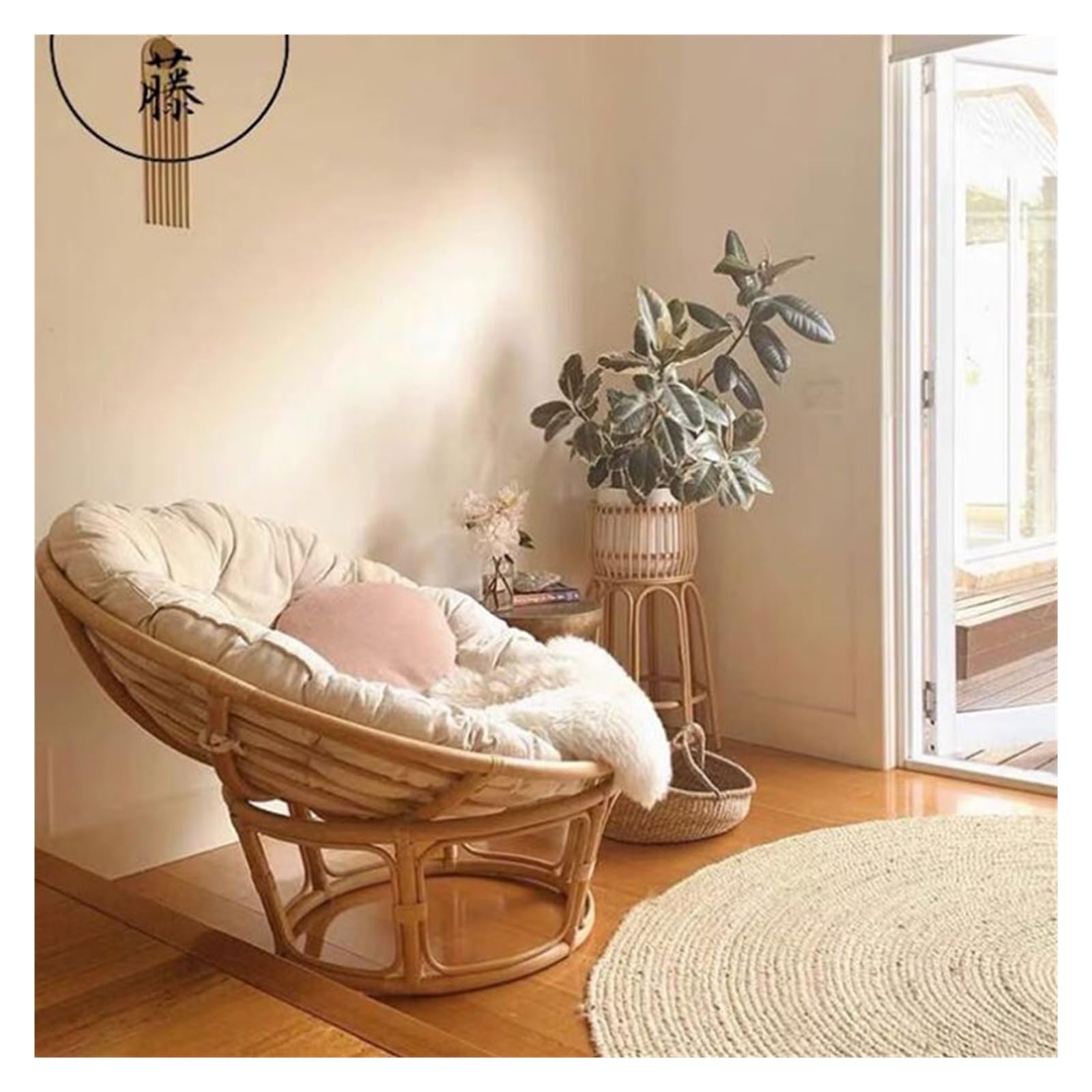 Okrągłe poduszki do wiszącego krzesła huśtawkowego, poduszka rattanowa do wewnątrz i na zewnątrz, sofa relaksacyjna (bez krzesła) 40 x 40 cm, tylko poduszka
