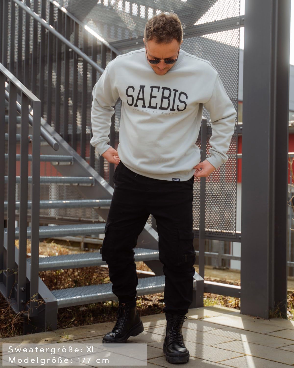 SAEBIS Extra Schwerer All Black Herren Sweater, Warmer schwarzer Pullover für Männer