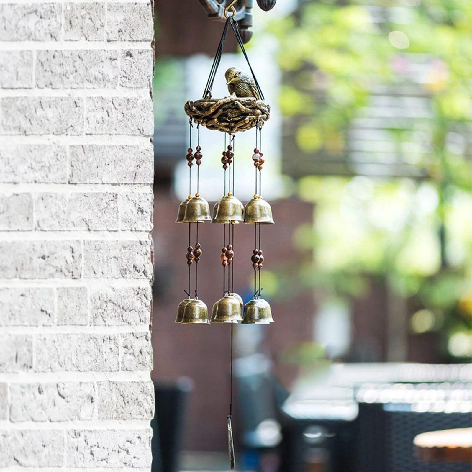 Carillon éolien nid d'oiseau avec 12 clochettes pour la gloire des mères - Cloches décoratives à suspendre pour extérieur, jardin, cour, décoration d'intérieur