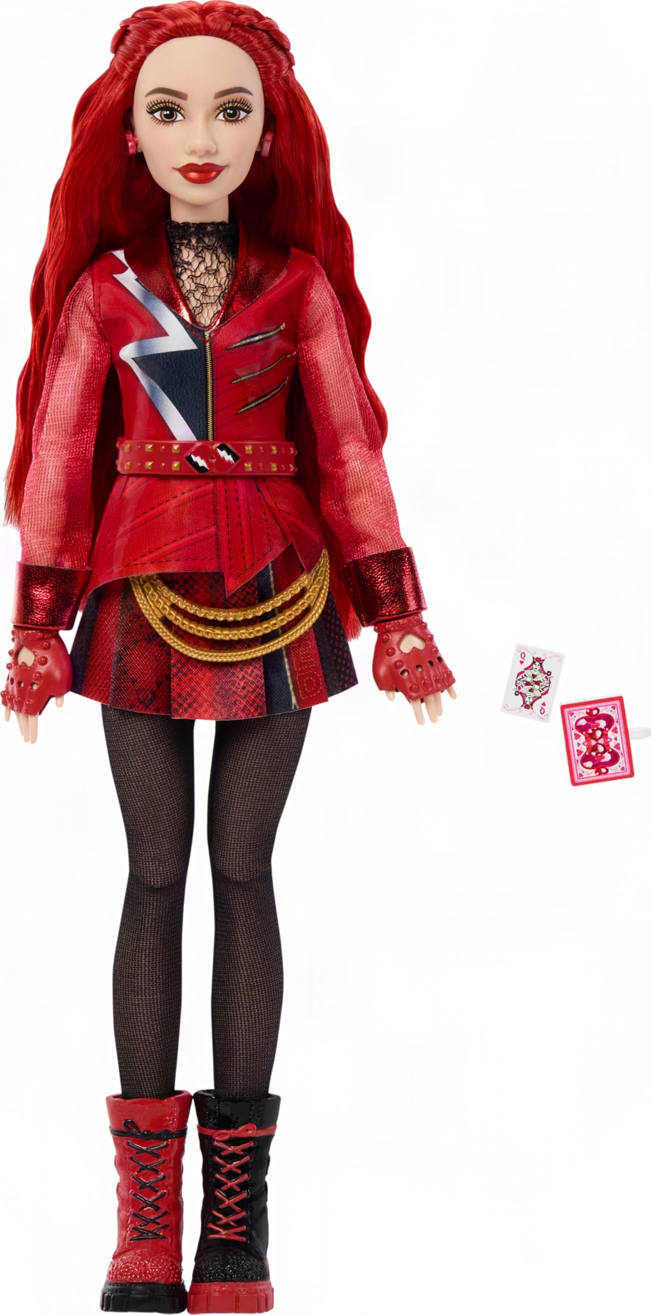 Mattel Disney „Descendants: Wicked Wonderland“ Red, Tochter der Herzkönigin, Modepuppe mit ausziehbarer vom Film inspirierter Kleidung und Accessoires, JMP45