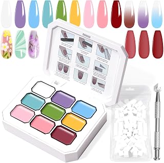 Gradient Painting Gel, 9 Bright Colors Ombre Gel Nail Polish Light Pink Blue Summer Kit Sponging for Pigment Pat Kit Aura Nails French Manicure Soak Off UV Bloom Summer Set