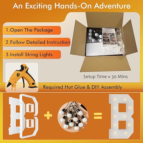 Miniatura 2 de Letras iluminadas de marquesina de 3 pies, letras grandes de marquesina, marco de globos de mosaico, letras grandes para decoración de compromiso,