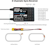 Vista 3 de Radiolink R8FG V2.2 - Receptor de giroscopio de 8 canales, 2 piezas, telemetría de voltaje de control de largo alcance de 2.4 GHz, 1,968.5 ft