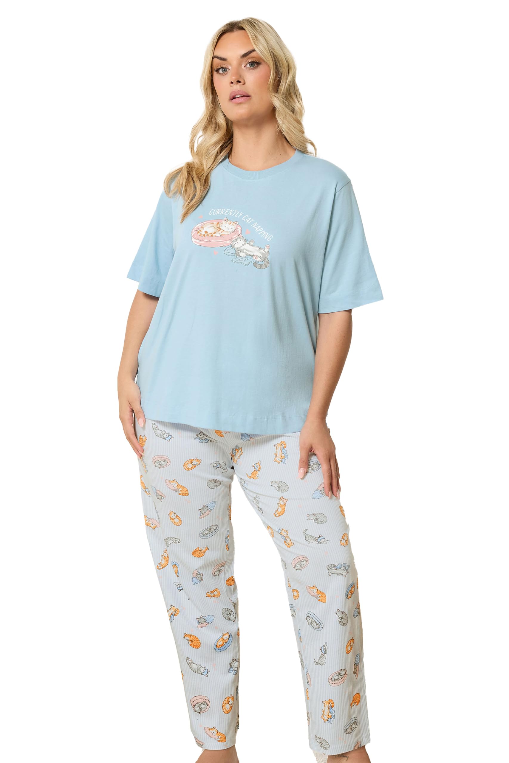Yours Women's Baby Blue Pyjama Set In | : 10/12