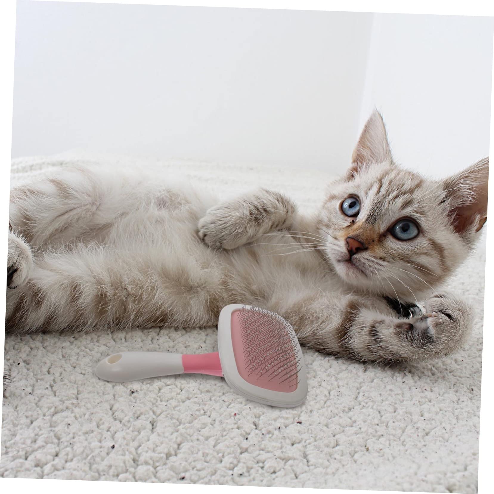 BESPORTBLE 3piezas Peine De Masaje Para Cepillo Deshedding Cepillo De Limpieza Para Gatos y Mango Ergonómico y Cómodo Para Baños y Cuidado Del Pelaje