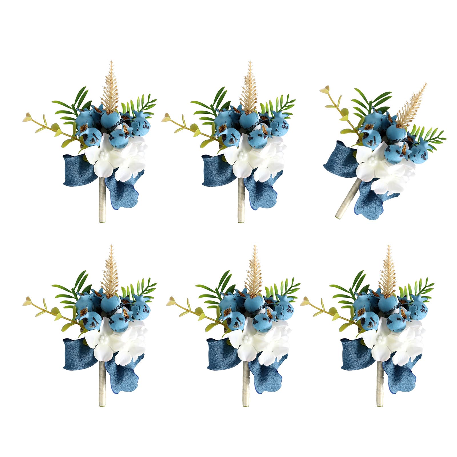 Tsophreniq 6Pcs Wedding Bridal Boutonniere Flower Boutonniere for Wedding Ceremony Prom, Berries for Bride, Bridesmaids Berries Pin