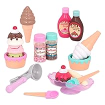 Battat – Gelateria Sweet Treats – Set gelato da 21 pezzi – Cône de glace e palette giocattolo – Sciroppi e zuccherini giocattolo – Gioco di finzione per bambini – 3 anni +