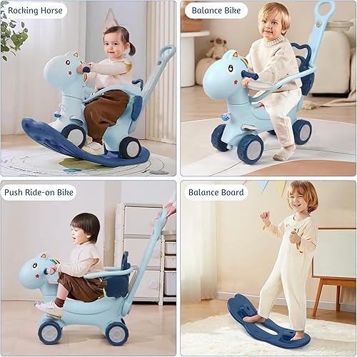 Miniatura 2 de Ancaixin Caballo mecedor 4 en 1 de 1 a 3 años, juguete mecedor para bebé, regalo de cumpleaños para niños pequeños de 1 a 3 años, juguetes de paseo
