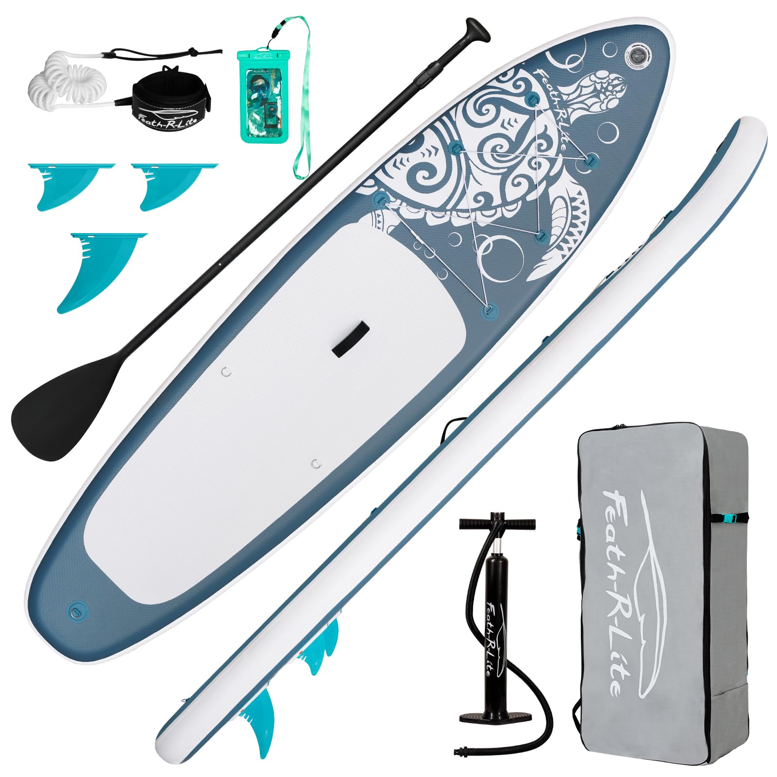 FEATH-R-LITE Inflatable Stand Up Paddle Board Ultra-Light Paddleboards - SUP Accessories Adjustable Paddle