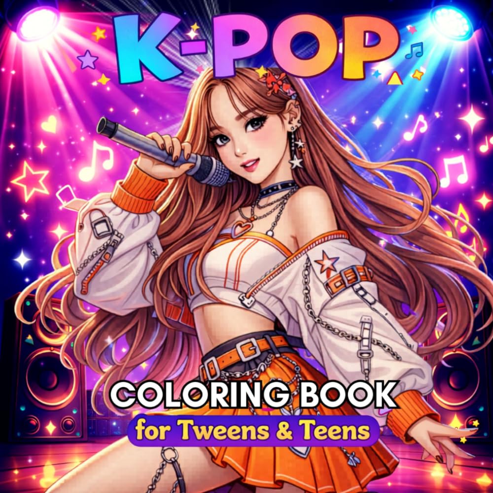 K-Pop Coloring Book for Tweens & Teens: 40 Stylish K-Pop Idols to Color | Trendy Fashion, Music & Idol Life Scenes