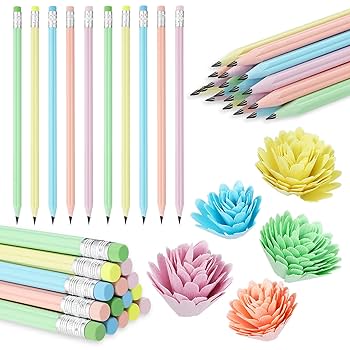 Amazon | Kosiz 100本 花びら かわいい鉛筆 クールな数字2鉛筆