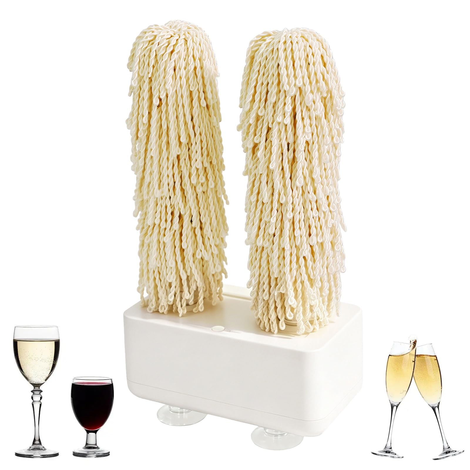 Lucidatrice Elettrica For Vetreria, Doppie Spazzole A 360° | Doppia Ventosa, Asciugatura Rapida, Rimuove Macchie Di Acqua/rossetto/vino, For La Casa, Ristoranti, Hotel(White)