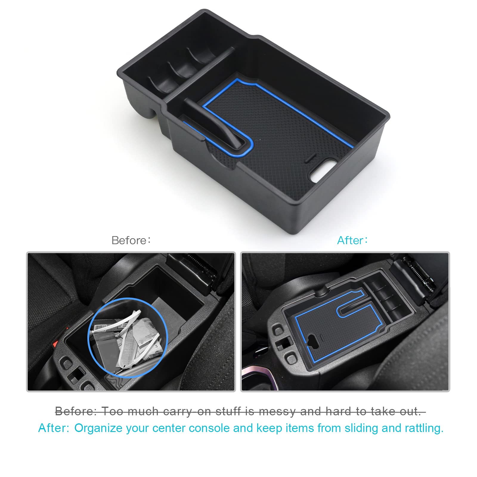 Organisateur Centrale Pour Jeep Renegade BU 2015-2024 - Plateau Avec Tapis Antidérapant, Rangement Téléphone, Cartes, Pièces - Installation Facile