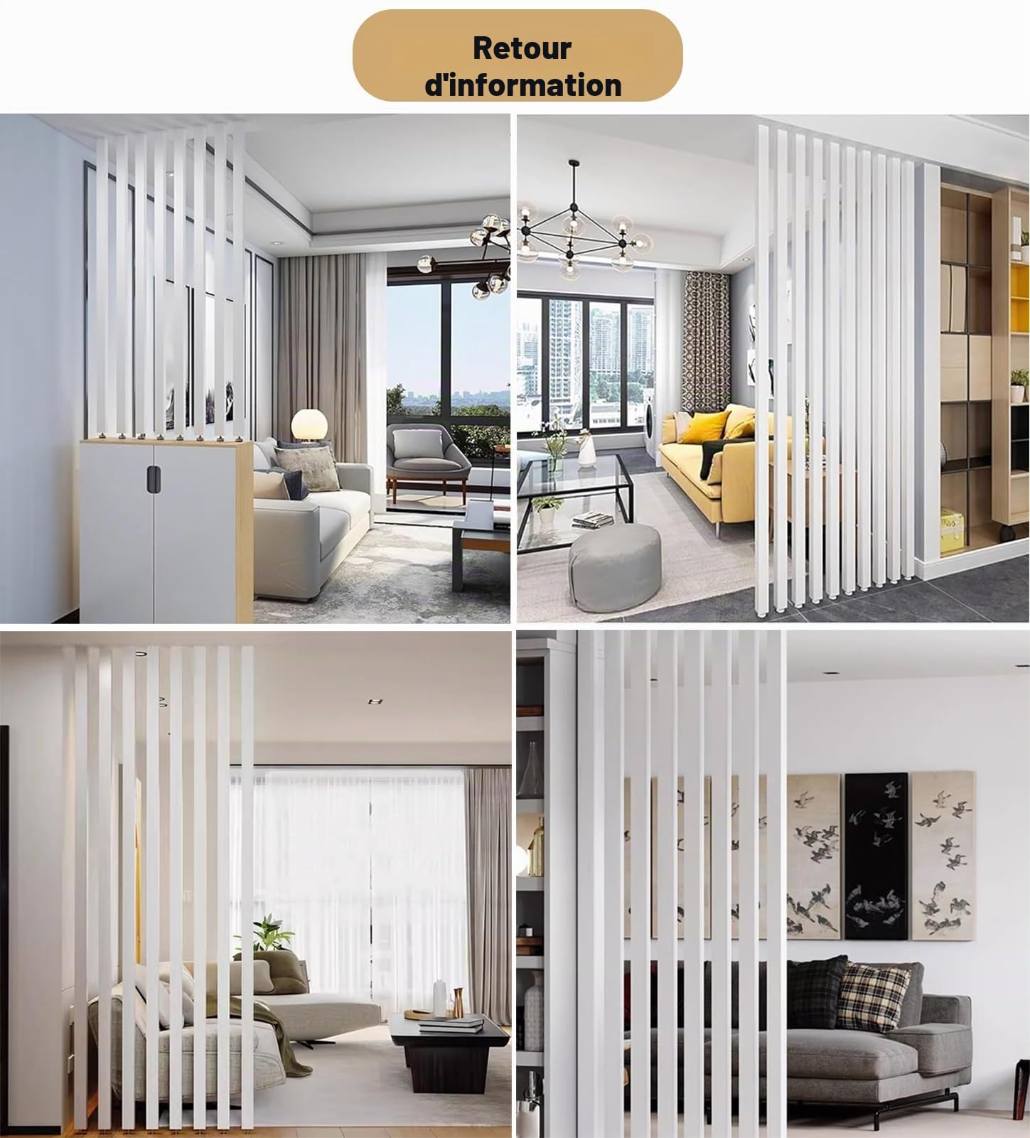 Séparateur de pièce japonais – Lattes en bois réglables en hauteur – 0,6 / 1,5 / 1,8 / 2,4 m / 2,4 m / 2,4 m de haut – Cloison de séparation élégante pour bureau et décoration d'intérieur – Assemblage