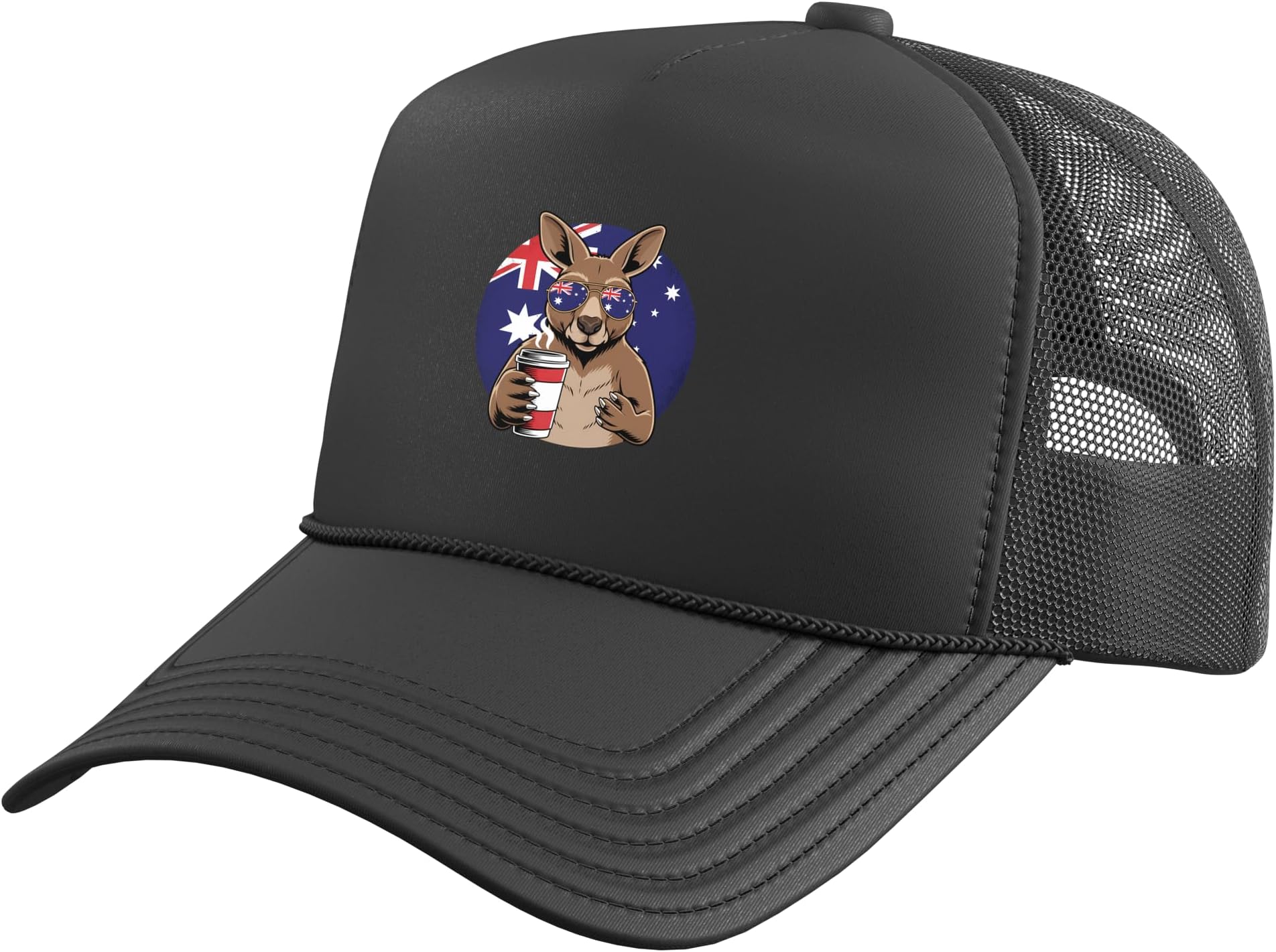 Australia Kangaroo Australian Flag Trucker Hat with Adjustable Mesh Back