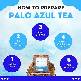Premium Palo Azul Herbal Tea 5oz (141g) | Wildcrafted Kidneywood Blue Stick | 100% Natural Loose Bark | Yields 40+ Cups | Authentic Mexican Herbal Infusion.