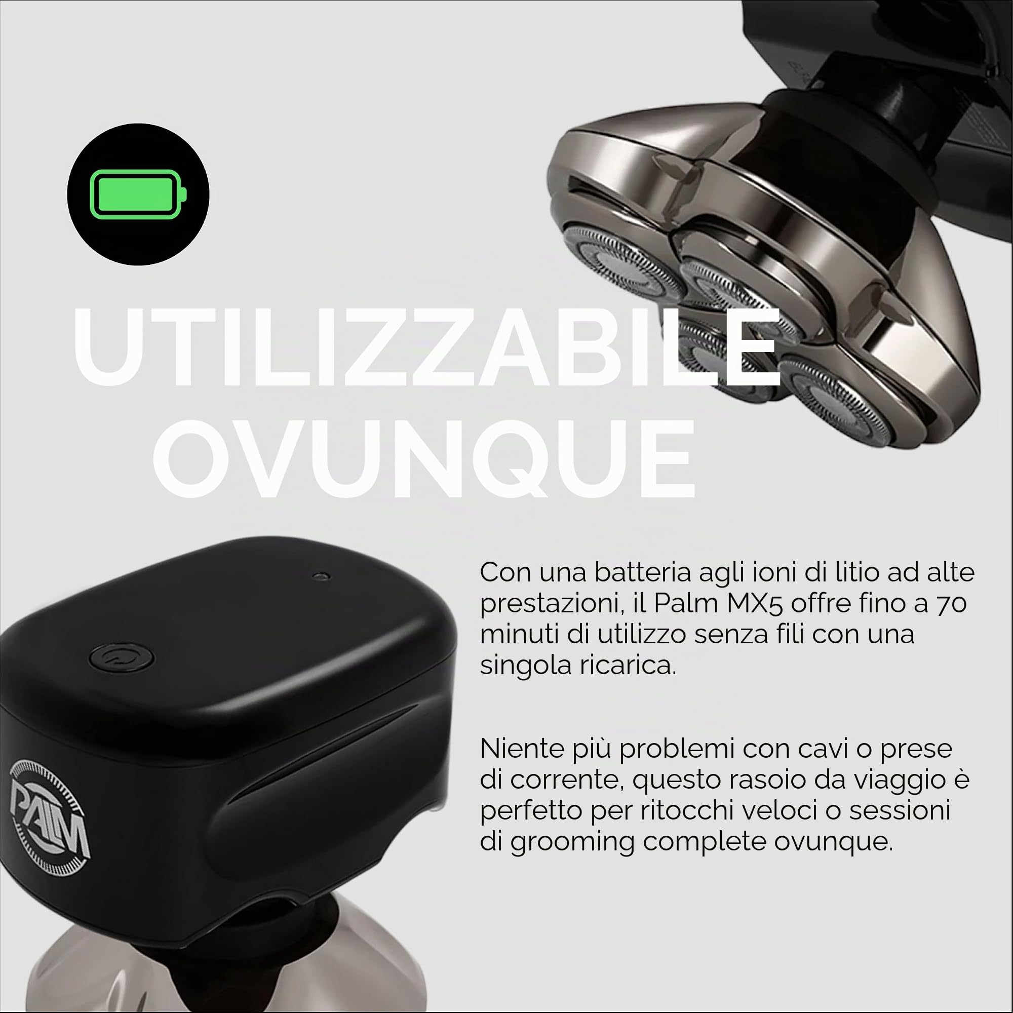 Skull Shaver Palm Pro MX5, Rasoio - Lama Carver 4 Head Pro, Senza Fili, Ricaricabile, per uso sotto la Doccia e a Secco, Display LCD, Ricarica USB | Lama Carver 4 Head Pro, Senza Fili, Ricaricabile, per uso sotto la Doccia e a Secco, Display LCD, Ricarica