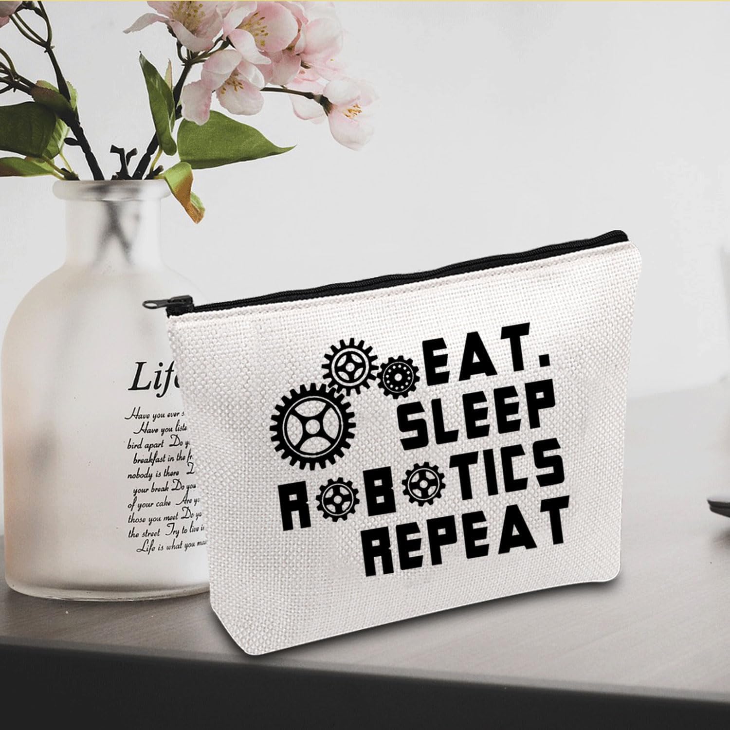 JXGZSO Robotics Expert Gift Engineer Cosmetic Bag Robotics Inspired Gift Eat Sleep Robotics Repeat Makeup Bag Engineering Gift - Image 4