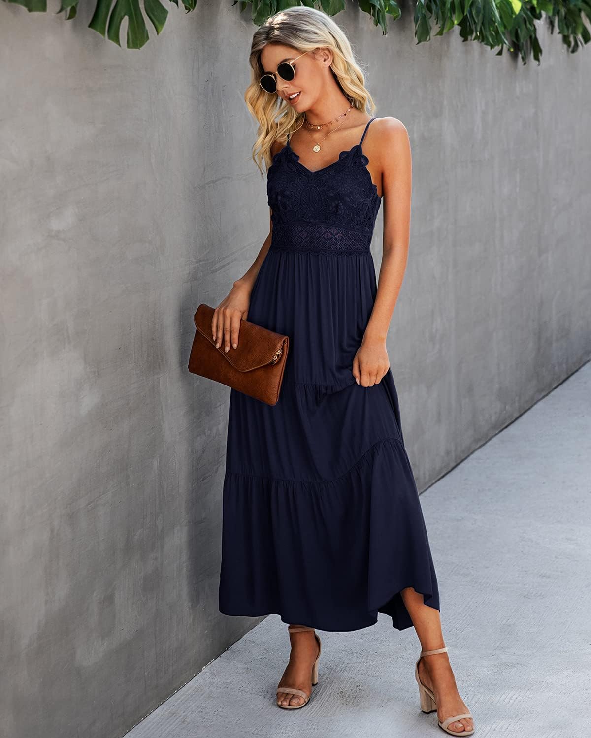 Dokuritu Women's Beach Crochet Lace Maxi Dress Solid Color Summer Vacation Spaghetti Strap Long Dress 2026 - Image 7