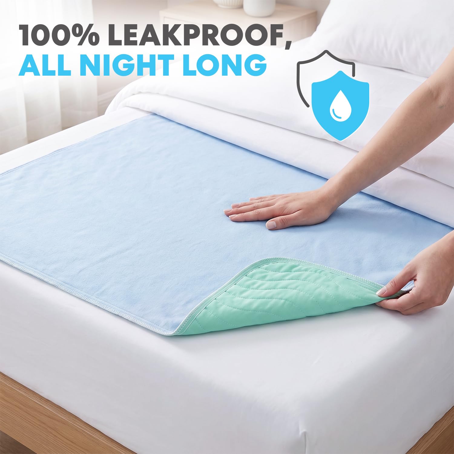 SIMPLI-MAGIC Almohadillas Lavables de 34 x 36 Pulgadas (Paquete de 6) – Almohadillas de incontinencia Reutilizables de Gran absorción para niños, Adultos, Ancianos y Mascotas – Almohadilla Protectora