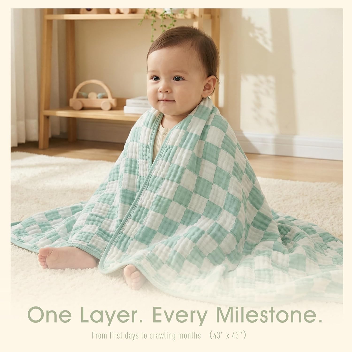 Ultra Soft Muslin Baby Blanket, A Versatile Swaddle and Bed Blanket for Babies, Toddlers, Boys, and Girls (1 Pack). - Image 2