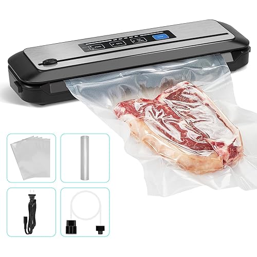 Inkbird Vacuum Sealer Machine with Starter Kit, Automatic PowerVac Air Sealing Machine for Food Preservation, Dry & Moist Sealing Modes,Built-in Cutter,Easy Cleaning Storage