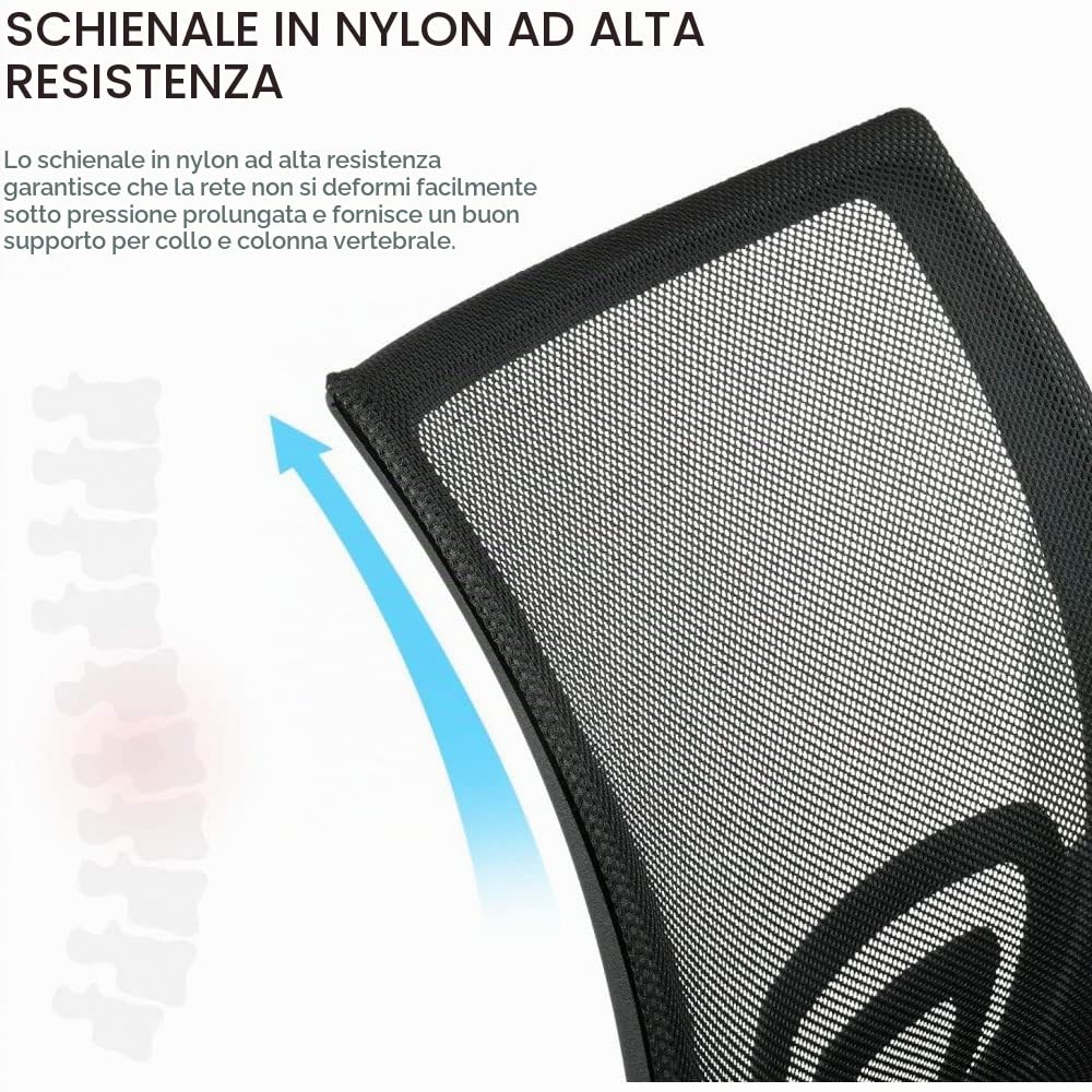 Mediawave Store - Sedia da Ufficio MOD. Nerea DIM249 Poltrona Direzionale con Schienale Traspirante, Girevole, 5 Ruote, Altezza Regolabile, Adatta per L'Ufficio, Studio dal Design Elegante (Nero)